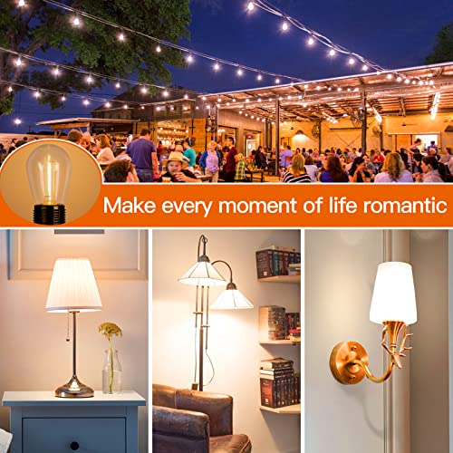 addlon LED Replacement Bulbs 1W S14 4 Pack Waterproof E17 Screw Base for Outdoor LED String Lights Shatterproof